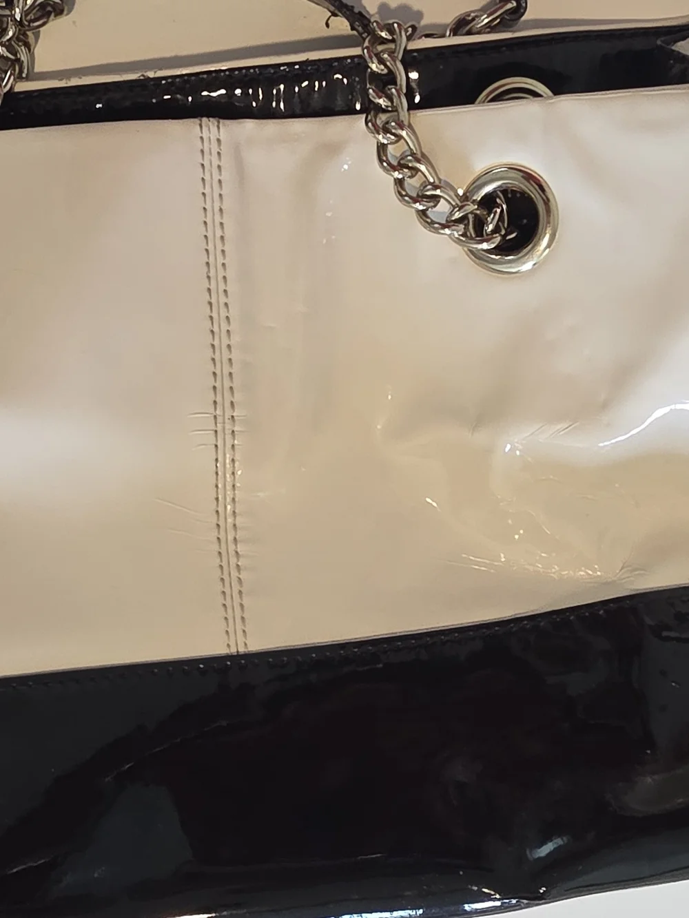 Kate Spade Black & Cream Patent Shoulder Tote